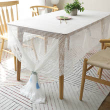 White Lace Tablecloth Wedding Banquet Table Cover Hollow Dining Table Cloth Translucent Tea Table Cover Home Textile Decoration 2024 - buy cheap