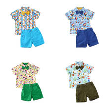 Citgeett Summer Boys Shirt Shorts Set Children Short Sleeve Cartoon Animal Print T-Shirt +Shorts Trousers Gentleman Outfits 2024 - buy cheap
