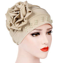 Women Muslim Turban Caps India Hat Beading Flower Hijab Scarf Ruffle Cancer Chemo Beanie Headscarf Head Wrap Women Hijab Hat 2024 - buy cheap