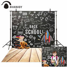 Allenjoy-fondo fotográfico de regreso a la escuela, pizarra, libro de lápices, oso de juguete, utilería para estudio fotográfico, photocall 2024 - compra barato