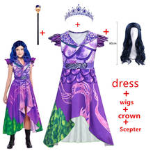 Fantasia vestido Descendentes 3 infantil meninas, cosplay vestido roxo impressão 3D para crianças adultos festas de Halloween roupas de festa à fantasia 2024 - compre barato