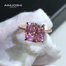 AINUOSHI 925 Sterling Silver Cushion Cut 10x10mm Lad Created Pink Sapphire Engagement Rings Gifts For Wedding Jewelry Rings 2024 - buy cheap