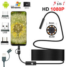New 8mm Endoscope Camera 1080P HD USB Endoscope With 8 LED 1/2/5M Flexible Cable Waterproof Inspection Borescope for Android PC 2024 - buy cheap