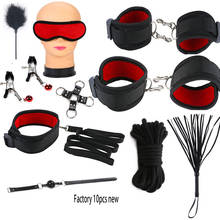 10 pcs Sex Toys for Woman Couples Exotic Adjustable Nylon BDSM Sex Bondage Set Kit Handcuffs Whip Rope Adult Games 2024 - buy cheap