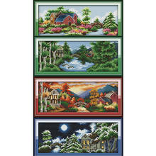 The Seasonal Castle Scenery Embroidery Kits 11CT 14CT Handmade Craft Decor Cross Stitch Stamped Needlework Sets for Living Room 2024 - buy cheap