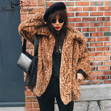 Mulheres inverno steet estilo moda quente macio leopardo impressão casaco de pele senhoras novo plus size solto grosso lapela curto casaco de pelúcia zy34 2024 - compre barato