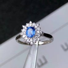 Colfe joias com safira natural, anel de casamento com 4x5mm azul de safira, joias com 100% de prata e safira para mulheres, presente de dia das bruxas 2024 - compre barato