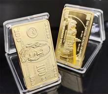 Barras de oro de 24k, monedas de Metal americanas, regalos coleccionables, 100 dólares 2024 - compra barato