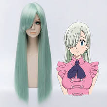 Anime The Seven Deadly Sins, peluca de cabello sintético resistente al calor de color verde claro largo para Cosplay de Elizabeth Liones + gorro de peluca gratis 2024 - compra barato