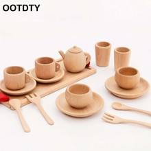 Wooden Tableware Tools Tea Pot Tea Cup Teatime Party Play Toy Dollhouse Miniature Kitchen Tableware Accessories for Kids Toy 2024 - buy cheap