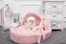 Cuna extraíble y lavable para mascota, cama de princesa con forma de corazón, gato, oso de peluche, perro, gato, versión coreana 2024 - compra barato
