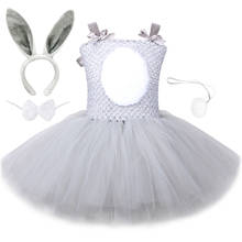 Vestido con tutú de ratón y conejo gris para niña, traje de fiesta de cumpleaños para niño, vacaciones, Halloween, disfraz de conejo de Pascua para niño de 1 a 14 años 2024 - compra barato