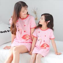 Camisón de algodón para niñas, ropa de dormir de manga corta para madre e hijos, con dibujos animados, para el hogar, verano, 2021 2024 - compra barato