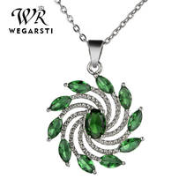 WEGARSTI New Trendy Real 925 Sterling Silver Green Red Gemstone Pendant Necklaces Women Fashion Sterling Silver Jewelry 2024 - buy cheap
