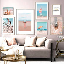 Arte da parede pintura em tela mar estrela do mar gaivota veleiro praia menina nórdico cartazes e impressões fotos de parede para sala estar decoração 2024 - compre barato
