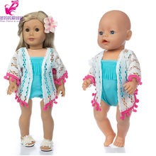 17 inch baby doll clothes set bikini Beach blouse 18 inch girl doll swimming clothing 2024 - buy cheap