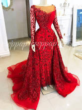 Сексуальное вечернее платье Русалочки с длинным рукавом в африканском стиле с красными пайетками 2020 2024 - купить недорого