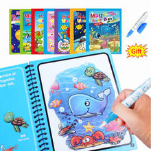 Libro mágico de dibujo al agua para niños, juguete educativo para dibujar, garabatos y bolígrafo mágico, regalo de cumpleaños, 9 estilos 2024 - compra barato