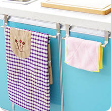 Cremalheiras de toalha inoxidável sobre a porta do armário da cozinha barra de toalha rack de suspensão titular prateleira do banheiro organizador casa longo gancho de parede 2024 - compre barato