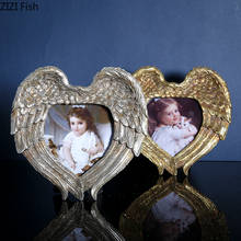 Quadros penteados de anjo em forma de coração, 6 unidades, porta-retrato para família, prateado, dourado, resina 2024 - compre barato