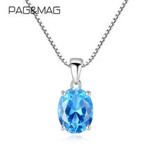 PAG & MAG-collar con colgante de Topacio azul para Mujer, gargantilla de Plata de Ley 925, elegante, forma ovalada 2024 - compra barato