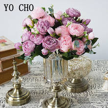 YO CHO-flores artificiales rosas, pequeñas flores artificiales de seda para decoración de bodas, ramo de rosas blancas para fiesta en casa 2024 - compra barato