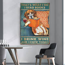 Funy Beagle Poster I Read Books I Drink Wine Know Things Wall Art Hanging Poster Painting Canvas Abstract Watercolor Home Decor 2024 - buy cheap