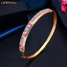 CWWZircons Chic Multicolor Cubic Zirconia Indian Gold Color Women Wedding Open Bangles Designer Bridal Party Boho Jewelry BG044 2024 - buy cheap