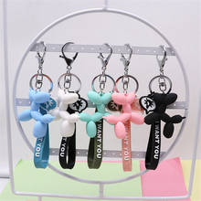 New Fashion Stereo Cute Balloon Dog Keychain Key ring Creative Cartoon Mobile Phone Bag Car Pendant Fun Keychain 2024 - buy cheap