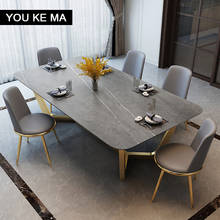 Mesa de jantar retangular mármore com placa de pedra de luxo moderna para sala de jantar 2024 - compre barato