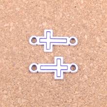 120 Uds. Dijes para hacer joyas doble anillo Cruz 22x11mm colgantes chapados en plata antigua DIY Handmake pulsera de plata tibetana 2024 - compra barato