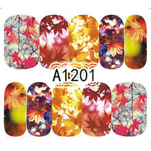 Plant Leaves Nail Stickers Rose Tower Maple Leaf Nail Art Sticker Nails Decals Decoration Landscape Water Stickers For Nails 2024 - buy cheap