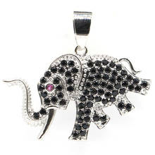 32x28mm Beautiful Elephant Shape Black Sapphire White CZ Gift For Woman's Silver Pendant 2024 - buy cheap