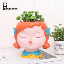 Roogo Cute Character Flower Pot Home Garden Pots For Cactus Seedsplants PVC Materials Home And Office Desktop Decorations 2024 - buy cheap