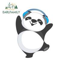 EARLFAMILY-pegatinas de dibujos animados para coche, 13cm x 9,8 cm, para baile, Panda, escuchar música 2024 - compra barato