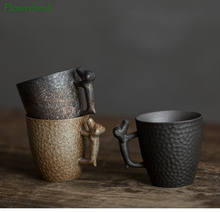 Caneca de café de porcelana cerâmica, utensílio para chá kung fu, retrô, japonês, criativo, com alça 2024 - compre barato