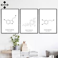 Molecular Structure Picture Chemistry Science Wall Art Poster and Print Molecule Serotonin Oxytocin and Dopamine Canvas Painting 2024 - buy cheap