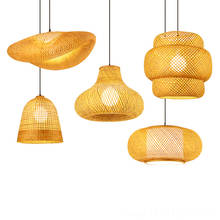 Luminária pendente de bambu com decoração moderna, luminária pendente industrial com lâmpadas retrô para sala de estar, restaurante 2024 - compre barato