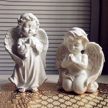 Ornamentos de jardim feitos à mão, pequeno anjo, almofadada e pé, decoração de anjo, estátua de anjo, escultura de bebê, artesanato em resina 2024 - compre barato