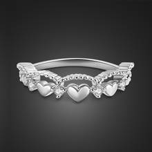 Нежный Обручальное кольцо 100% 925 стерлингового серебра в форме короны Сердце стекируемые двойное кольцо с камнями для женщин, хорошее ювелирное изделие, подарок на праздник 2024 - купить недорого