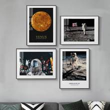Astronauta lua marte moda cartaz universo espaço pintura da lona e cópias parede arte imagem para sala de estar decoração casa 2024 - compre barato