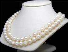 Круглое ожерелье из натурального белого жемчуга, 35 дюймов, AAAA, 8-9 мм, с золотистой застежкой 14 К/20 2024 - купить недорого