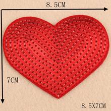 New 10pcs/lot Sequined Patches Iron on Red Love Heart  Sequins Patch Appliqued DIY Sewing Stickers Garment Shoes Decor Embellish 2024 - buy cheap