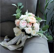 Румяна розовая роза цветы букет для невесты искусственный букет из Ramo невесты украшение для свадьбы 2024 - купить недорого
