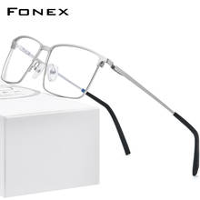 FONEX Alloy Optical Glasses Frame Men Prescription Square Myopia Eyeglasses 2020 New Male Metal Full Screwless Eyewear 999 2024 - buy cheap