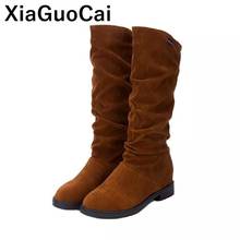 Spring Autumn Women Boots Mid-calf Slip-on Female Long Boots 2021 Slim Sexy Ladies Shoes Nubuck Leather New Arrival Dropshipping 2024 - buy cheap