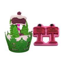 Molde de silicone de natal, moldes de renda de silicone para bolos, suprimentos de decoração de bolo, moldes de fondant, acessórios de cozimento 2024 - compre barato