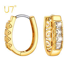 U7 Tiny Gold Hoop Earrings Cubic Zirconia Cuff Earrings Chunky Hoops Earrings for Women Teen Girls Gifts Huggie Stud E1027 2024 - buy cheap