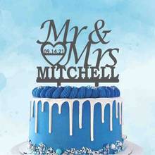 Personalized Wedding Cake Topper Custom Mr Mrs Name Wedding Date Wedding Party Cake Decoration Topper 2024 - buy cheap
