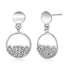 Solid 925 Sterling Silver CZ Stud Earrings For Women Jewelry Classic Double Circle Earrings Cubic Zirconia Ear Piercing 2024 - купить недорого